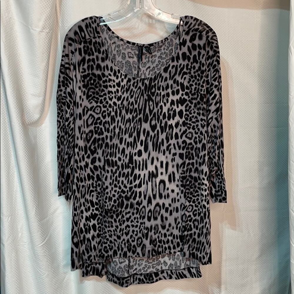 Cynthia Rowley 3x grey black animal print too euc